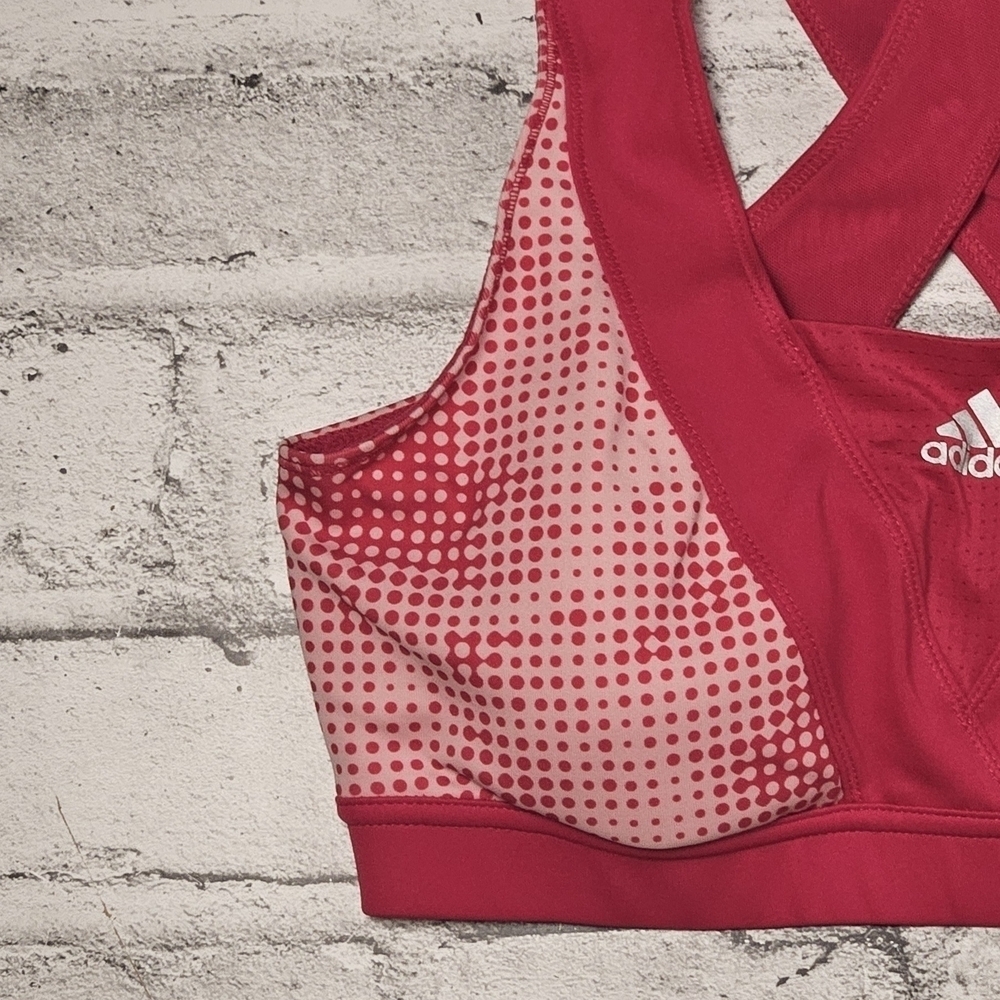 Adidas Pink Crossback Sports Bra Mesh Print Medium Activewear - Picture 5 of 8